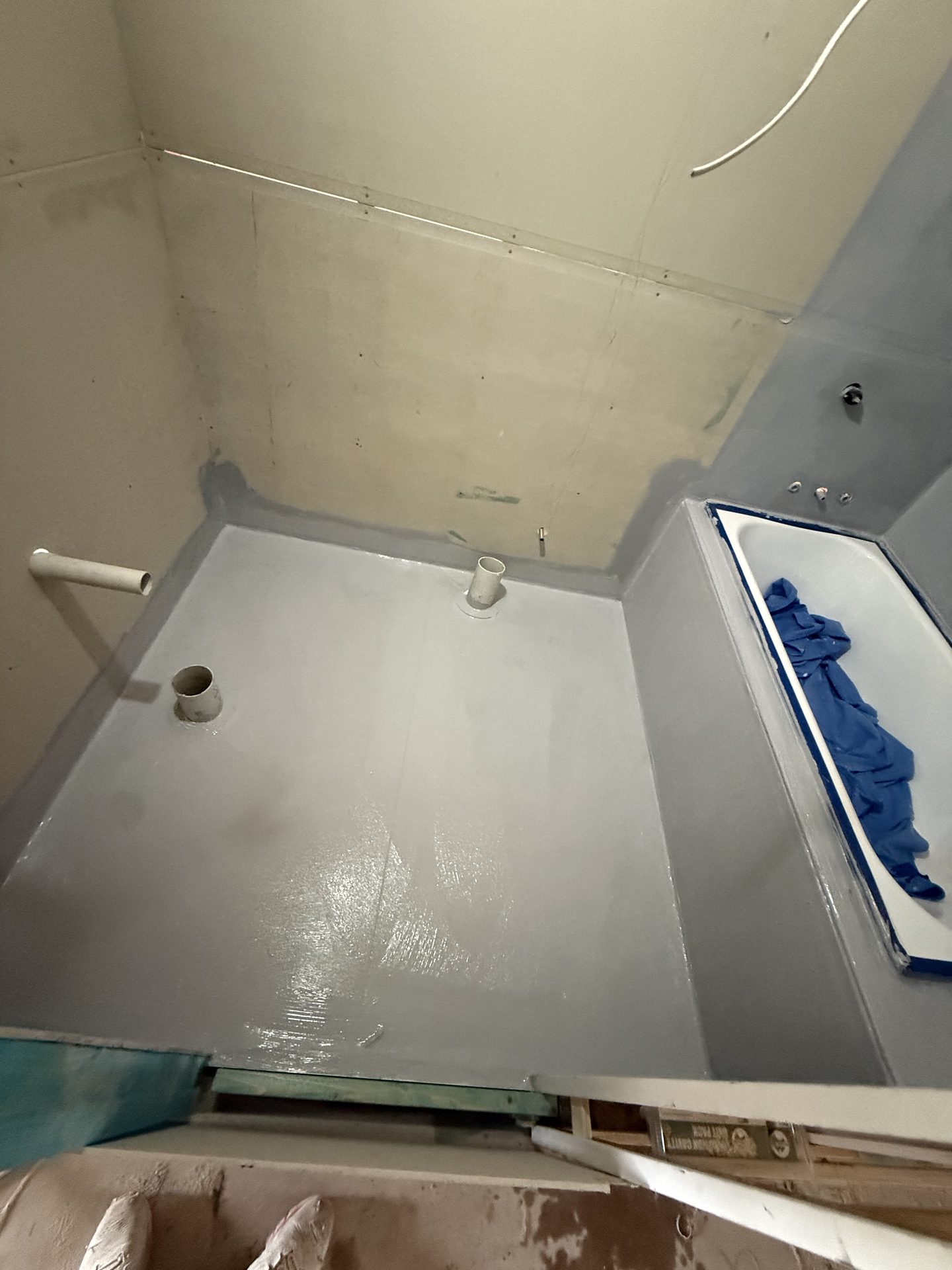Completed waterproofing works ready for tiling — Sydney renovation