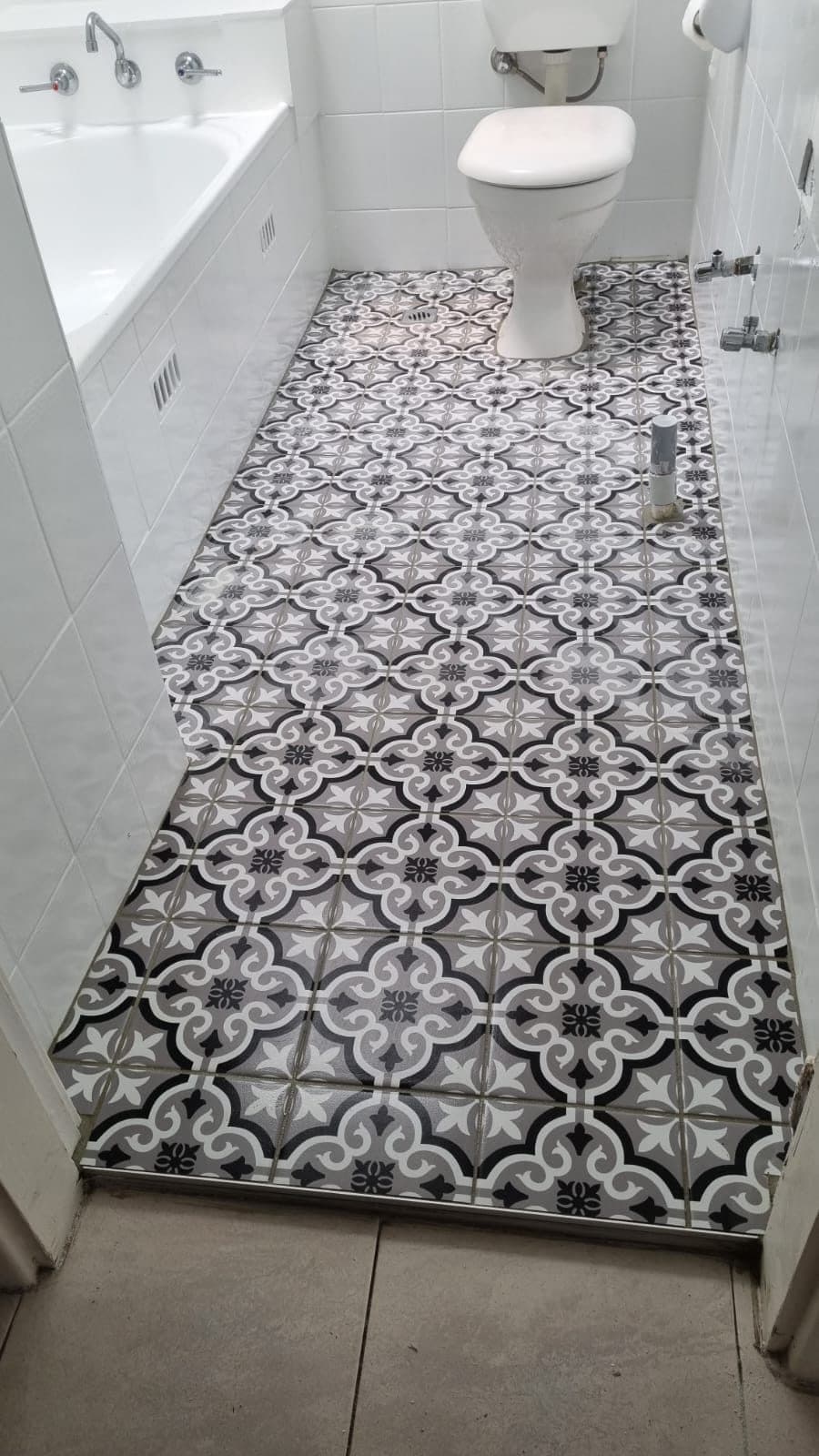Encaustic patterned floor tiles — bathroom tiling Sydney