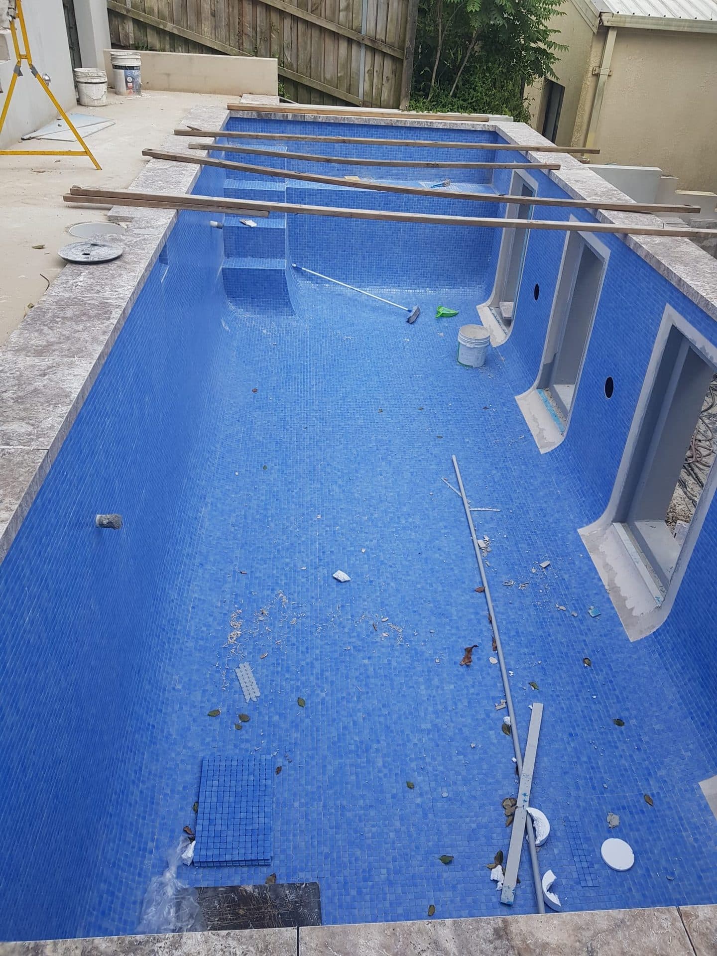 Completed glass mosaic pool tiling Sydney by S & T Tiling Renovations