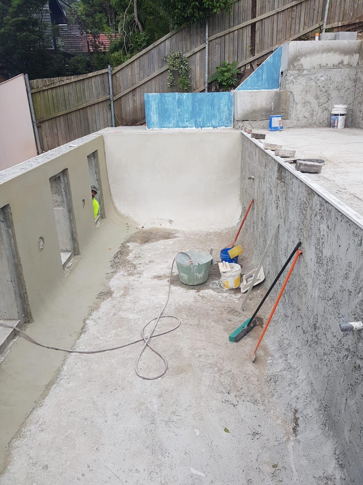 Bare concrete pool shell before tiling Sydney
