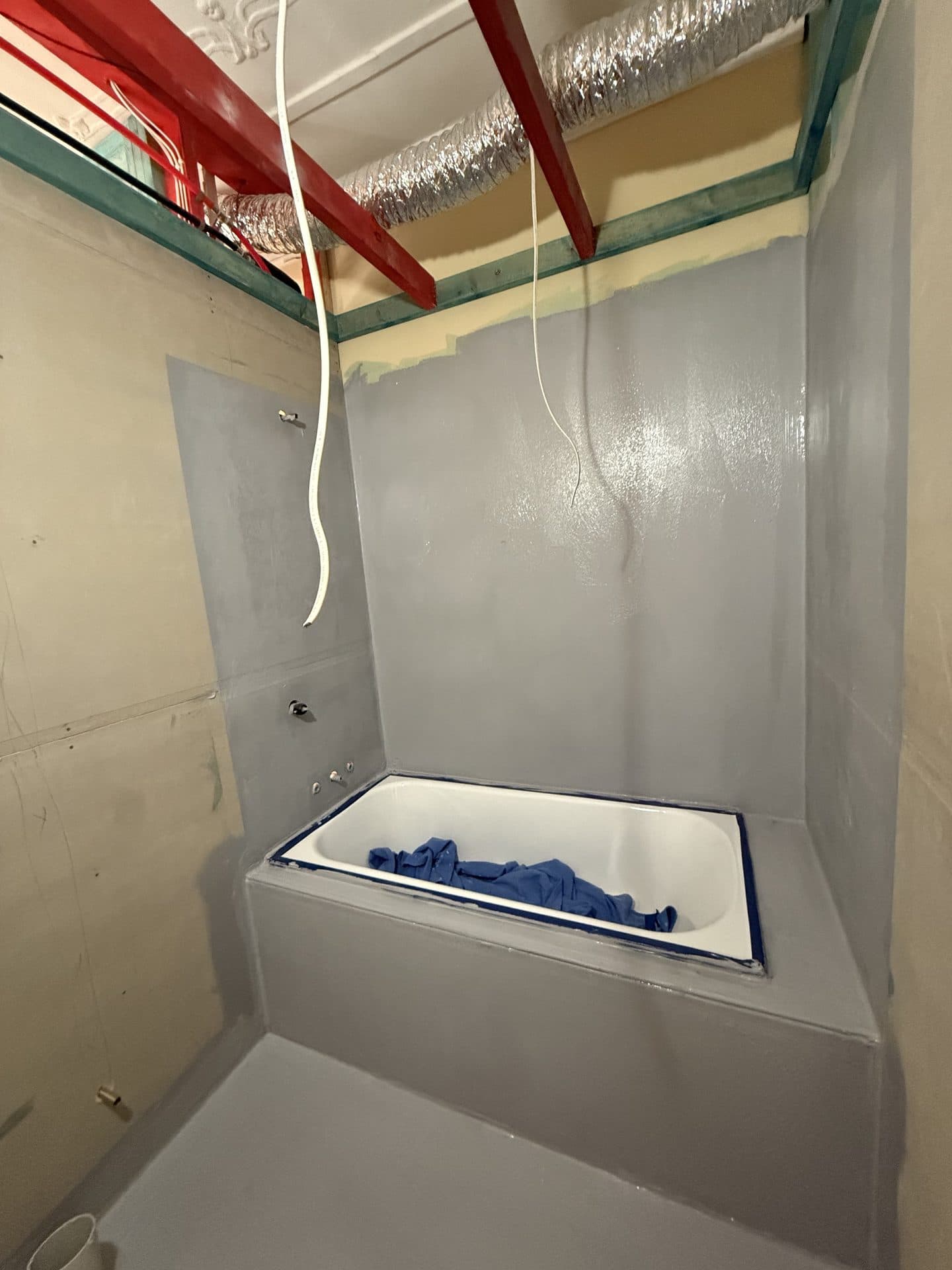 Gutted bathroom before renovation
